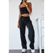 Xhan Siyah Yüksek Bel Oversize & Bol Kesim Eşofman Altı 1KXK8-44698-02
