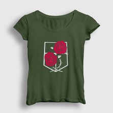 Presmono Kadın Haki Garrison Anime Attack On Titan T-Shirt