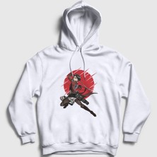 Presmono Unisex Beyaz Levi Anime Attack On Titan Kapüşonlu Sweatshirt