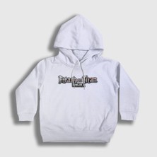 Presmono Unisex Çocuk Beyaz Logo Anime Attack On Titan Kapüşonlu Sweatshirt