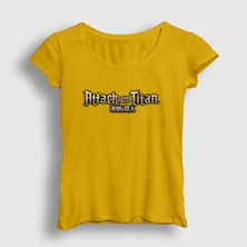 Presmono Kadın Sarı Logo Anime Attack On Titan T-Shirt