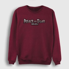 Presmono Unisex Bordo Logo Anime Attack On Titan Sweatshirt