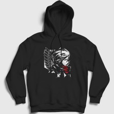Presmono Unisex Siyah Mikasa Anime Attack On Titan Kapüşonlu Sweatshirt