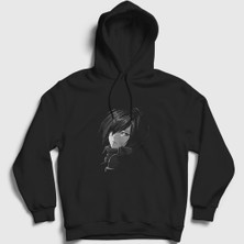 Presmono Unisex Siyah Mikasa V2 Anime Attack On Titan Kapüşonlu Sweatshirt