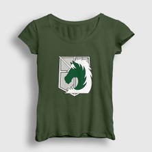 Presmono Kadın Haki Military Anime Attack On Titan T-Shirt