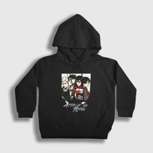 Presmono Unisex Çocuk Siyah Team Anime Attack On Titan Kapüşonlu Sweatshirt