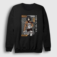 Presmono Unisex Siyah Mikasa Fan Anime Attack On Titan Sweatshirt