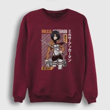 Presmono Unisex Bordo Mikasa Fan Anime Attack On Titan Sweatshirt