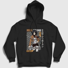 Presmono Unisex Siyah Mikasa Fan Anime Attack On Titan Kapüşonlu Sweatshirt