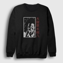 Presmono Unisex Siyah Kenpachi Anime Bleach Sweatshirt