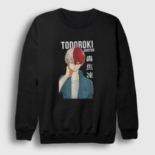 Presmono Unisex Siyah Shotou Anime Boku No Hero Academia Sweatshirt