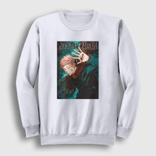 Presmono Unisex Beyaz Anime Jujutsu Kaisen Sweatshirt