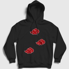 Presmono Unisex Siyah Akatsuki Anime Naruto Kapüşonlu Sweatshirt