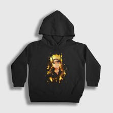 Presmono Unisex Çocuk Siyah Fire Anime Naruto Kapüşonlu Sweatshirt