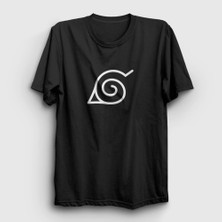 Presmono Unisex Siyah Konoha Anime Naruto T-Shirt