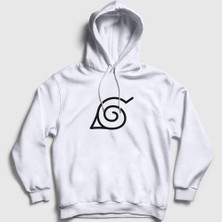 Presmono Unisex Beyaz Konoha Anime Naruto Kapüşonlu Sweatshirt
