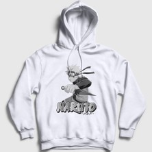 Presmono Unisex Beyaz Kunai Anime Naruto Kapüşonlu Sweatshirt