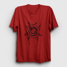 Presmono Unisex Kırmızı Seal Anime Naruto T-Shirt