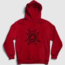 Presmono Unisex Kırmızı Seal Anime Naruto Kapüşonlu Sweatshirt