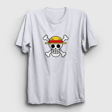 Presmono Unisex Beyaz Logo Anime One Piece T-Shirt