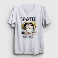 Presmono Unisex Beyaz Wanted Anime One Piece T-Shirt