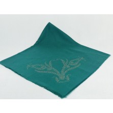 Mom Collection Taşlı Lüx Eşarp - Yeşil - Lale Desen