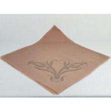 Mom Collection Taşlı Lüx Eşarp - Pudra - Lale Desen