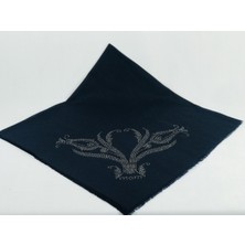 Mom Collection Taşlı Lüx Eşarp - Lacivert - Lale Desen