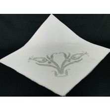 Mom Collection Taşlı Lüx Eşarp - Beyaz - Lale Desen