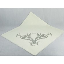 Mom Collection Taşlı Lüx Eşarp - Krem - Lale Desen