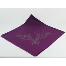 Mom Collection Taşlı Lüx Eşarp - Eflatun - Lale Desen