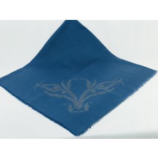 Mom Collection Taşlı Lüx Eşarp - Indigo - Lale Desen