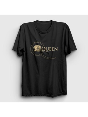 Presmono Unisex Siyah Gold Logo Queen T-Shirt