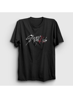 Presmono Unisex Siyah Logo Stray Kids T-Shirt