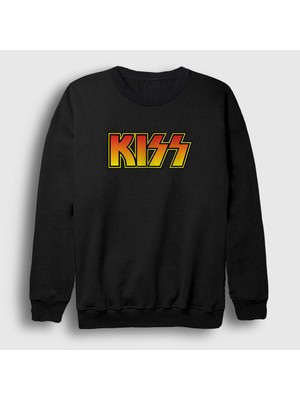 Presmono Unisex Siyah Logo Kiss Sweatshirt