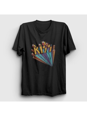 Presmono Unisex Siyah Retro Kiss T-Shirt