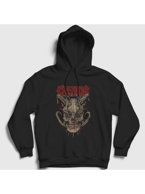 Presmono Unisex Siyah Skull Kreator Kapüşonlu Sweatshirt