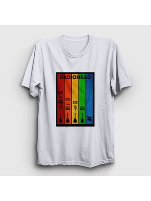Presmono Unisex Beyaz Rainbow Radiohead T-Shirt