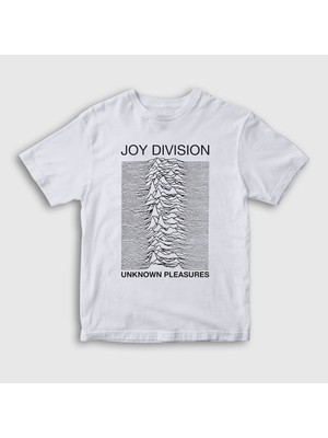 Presmono Unisex Çocuk Beyaz Unknown Pleasures Joy Division T-Shirt