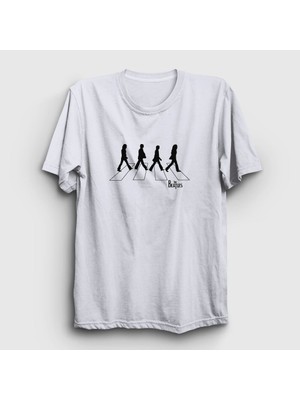 Presmono Unisex Beyaz Walk The Beatles T-Shirt