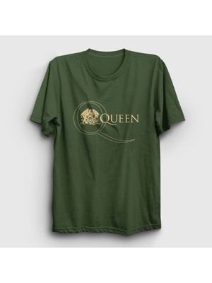 Presmono Unisex Haki Gold Logo Queen T-Shirt