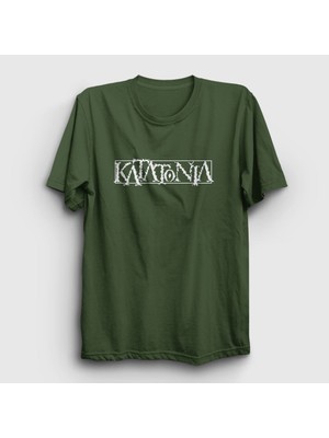 Presmono Unisex Haki Logo Katatonia T-Shirt