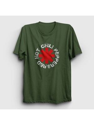 Presmono Unisex Haki Logo V2 Red Hot Chili Peppers T-Shirt