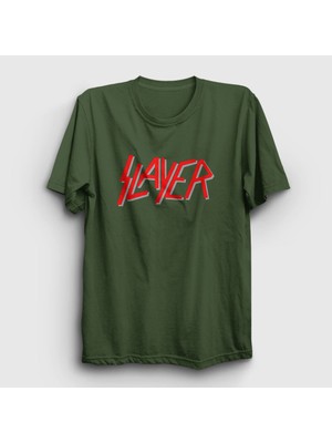Presmono Unisex Haki Solo Logo Slayer T-Shirt