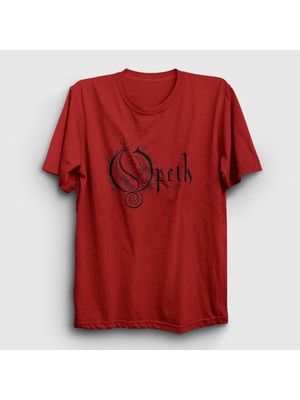 Presmono Unisex Kırmızı Logo Opeth T-Shirt