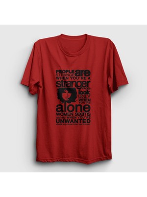 Presmono Unisex Kırmızı Stranger The Doors T-Shirt