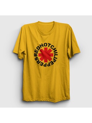 Presmono Unisex Sarı Logo Red Hot Chili Peppers T-Shirt