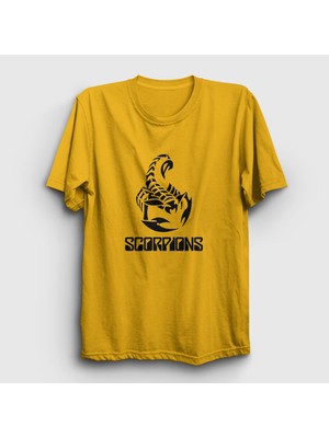 Presmono Unisex Sarı Logo Scorpions T-Shirt