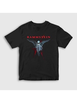 Presmono Unisex Çocuk Siyah Angel Rammstein T-Shirt