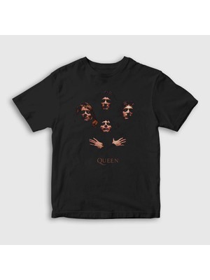 Presmono Unisex Çocuk Siyah Band Queen T-Shirt